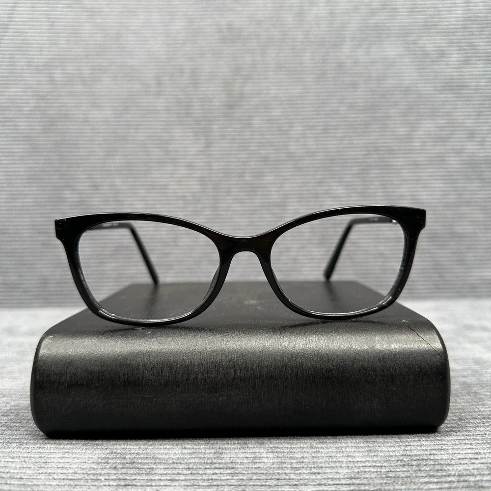 Coach HC 6127U Black Cat Eye Y2K Eyeglasses Silver Chain Link Frames 53-17-140